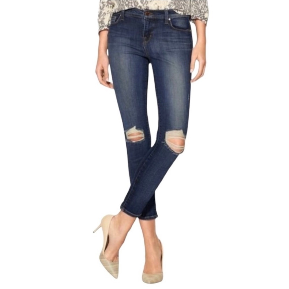 J Brand‎ Capri Ripped Distressed Dark Wash Denim Jeans Size 27
